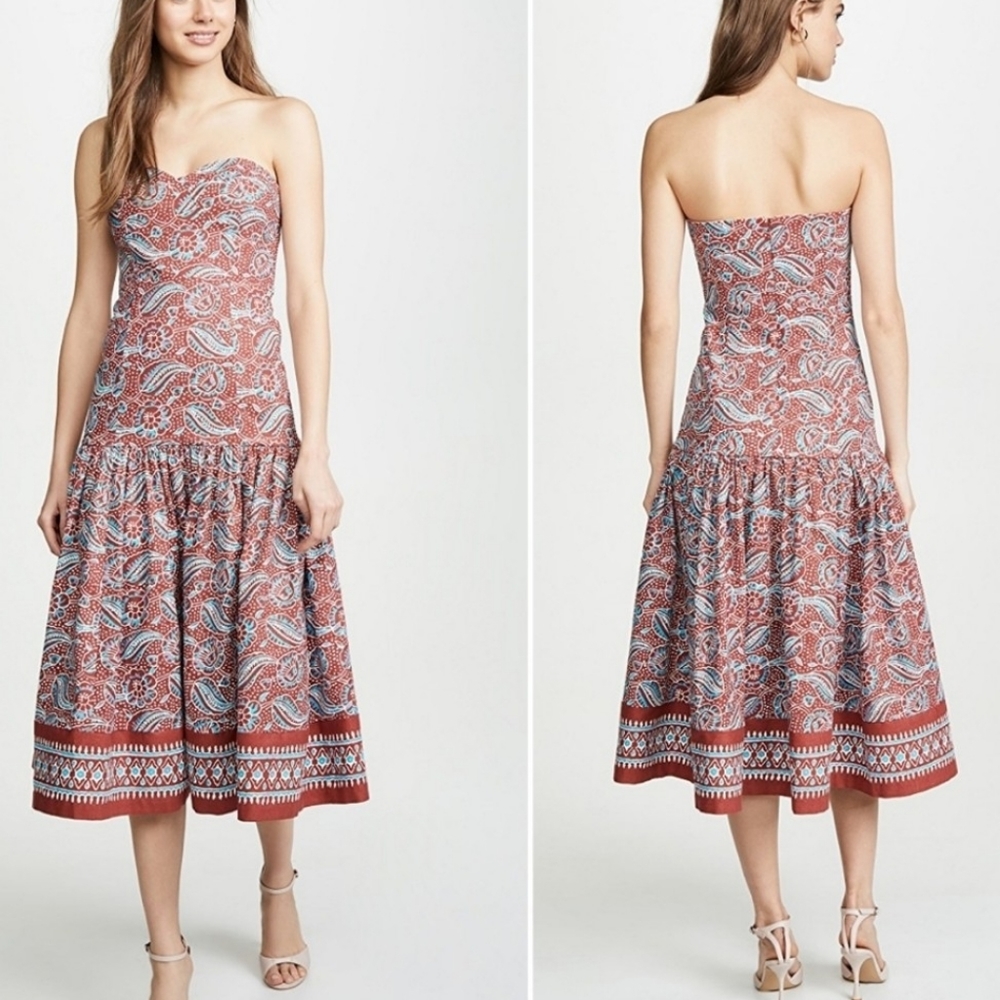 NWOT Veronica Beard Fiore Strapless Midi Dress